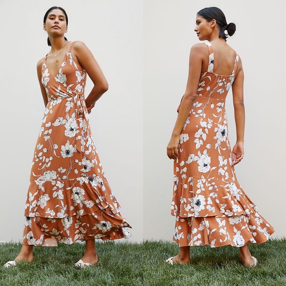 NWT Anthropologie Ruffled Floral Midi Dress